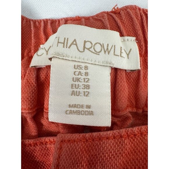 Cynthia Rowley Coral Linen Lyocell Blend Shorts 8 Coastal Resortwear Capsule Fit - Picture 4 of 9